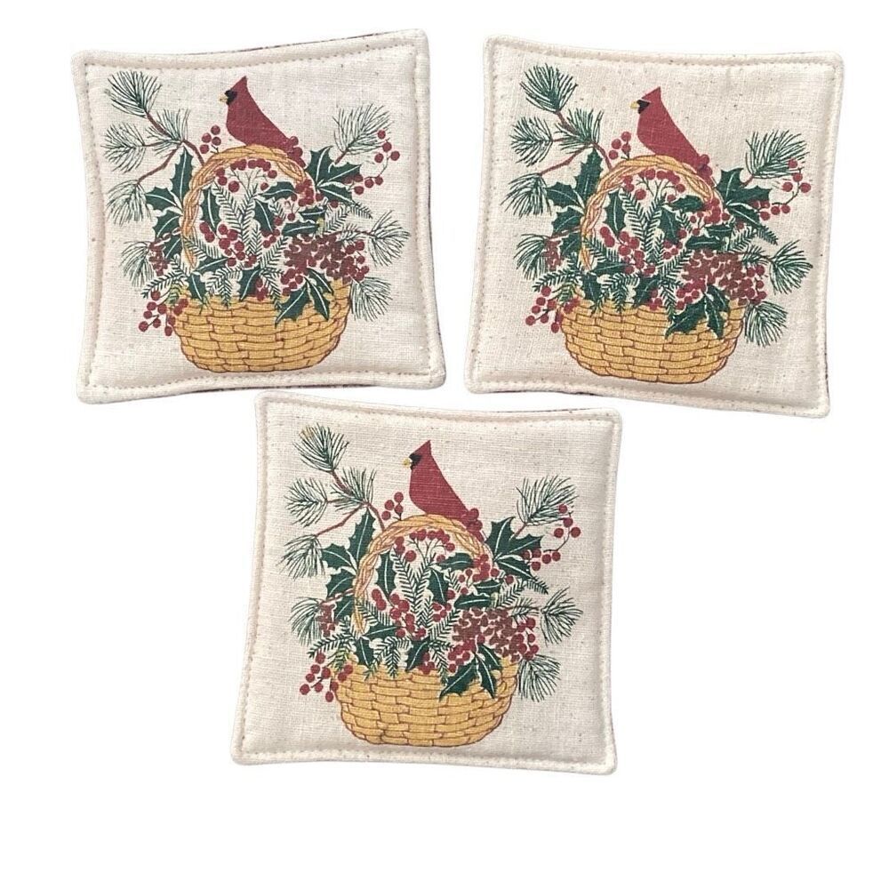 Mug Mats Coasters Alices Cottage 3 Spiced Cottage Core Cardinals Winter Yule